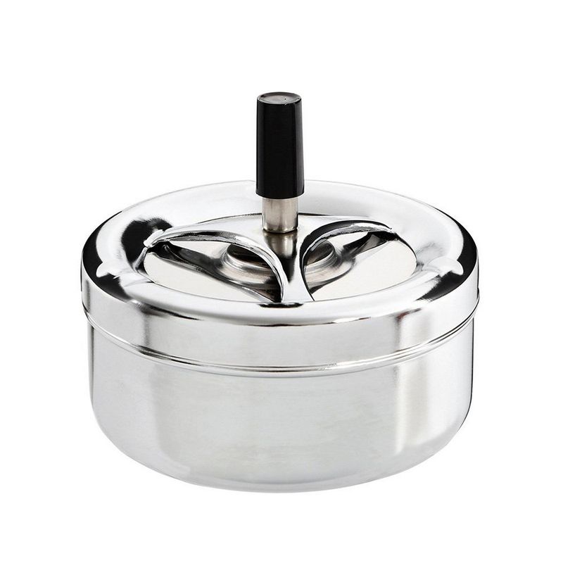 KALINDRA | BB. Ashtray Excellent Houseware With lid Rotating Silver Multicolour metal Stainless steel Ø 9,5 cm
