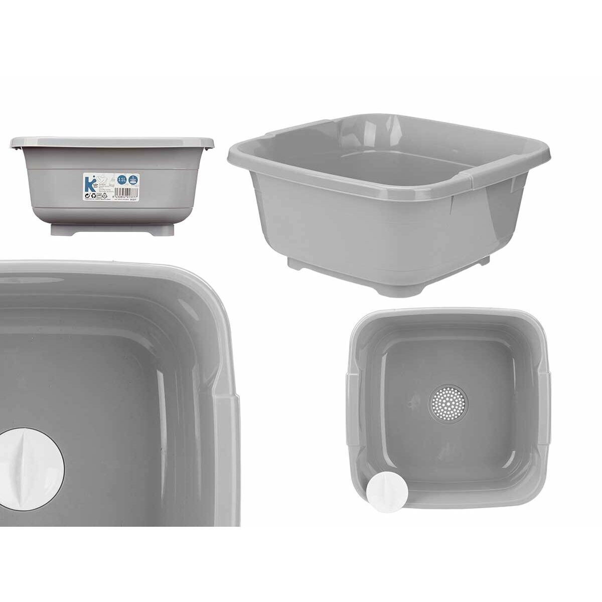 KALINDRA | BB. Washing-up Bowl Kinvara Grey Plastic 11 L (12 Units)
