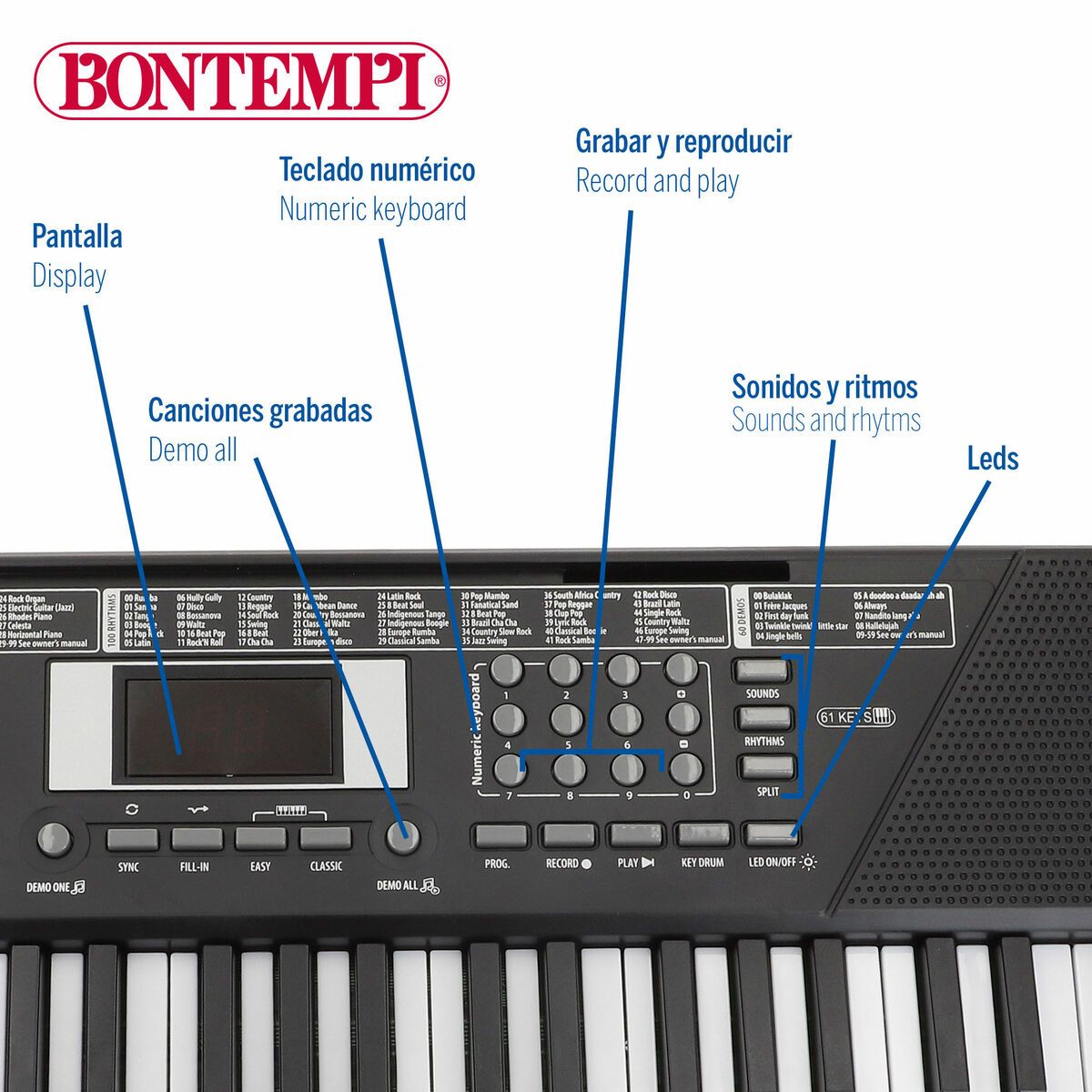 KALINDRA | BB. Electric Piano Bontempi 75 x 20 x 22 cm (2 Units)
