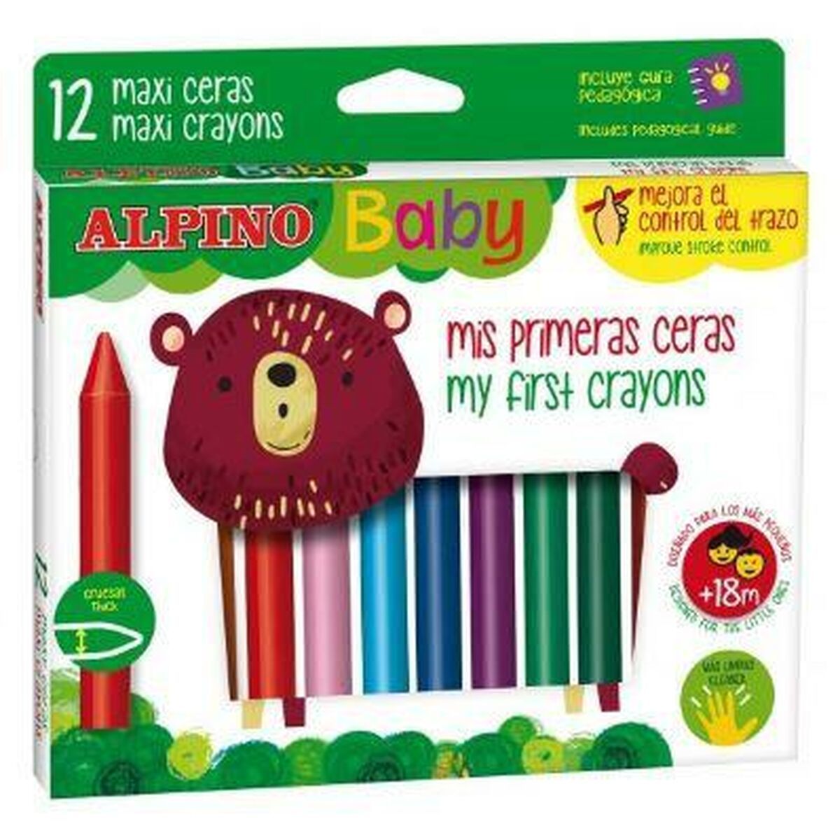 KALINDRA | BB. Coloured crayons Alpino Baby Multicolour 12 Pieces (6 Units)