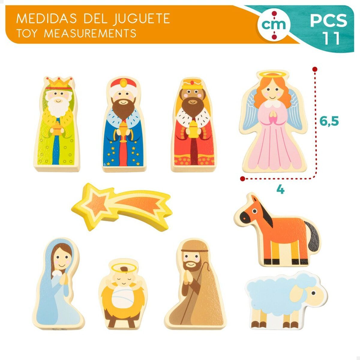 KALINDRA | BB. Christmas nativity set Woomax Wood Cardboard 22 x 16 x 12 cm 11 Pieces