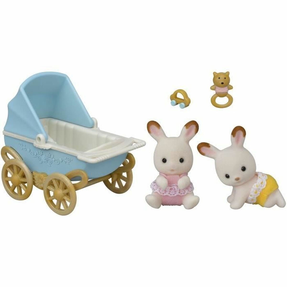 KALINDRA | BB. Playset Sylvanian Families Chocolate Bunny Twins and Double Stroller