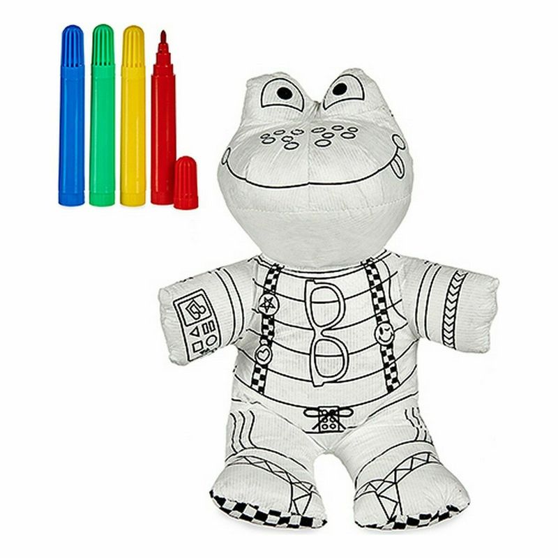 KALINDRA | BB. Colouring Plush Pincello White Black 18 x 10 x 24 cm Frog (8 Units)