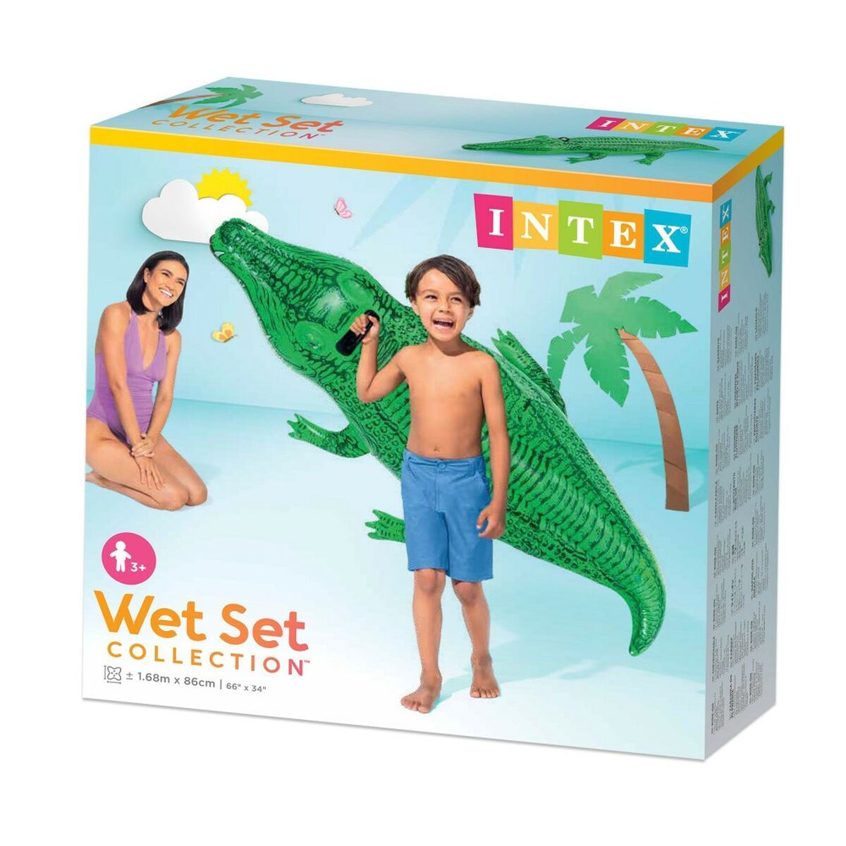 KALINDRA | BB. Inflatable pool figure Intex Crocodile 168 x 86 cm (12 Units)