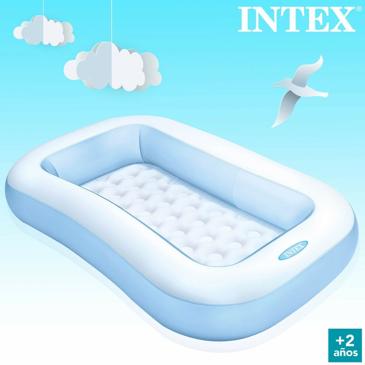 KALINDRA | BB. Inflatable Paddling Pool for Children Intex Rectangular Blue White 90 L 166 x 25 x 100 cm (6 Units)