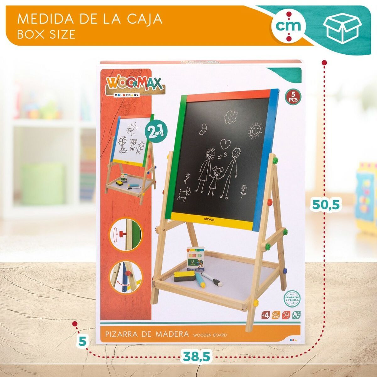 KALINDRA | BB. 2 in 1 Board Woomax 5 Pieces 37,5 x 65 x 30,5 cm 4 Units