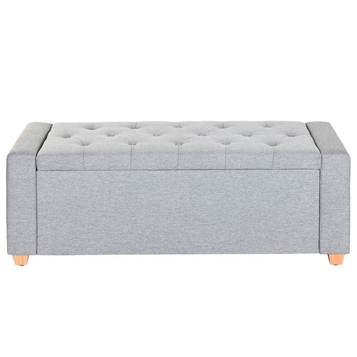 KALINDRA | BB. Bench Home ESPRIT Light grey Polyester Wood 120 X 50 X 42 CM