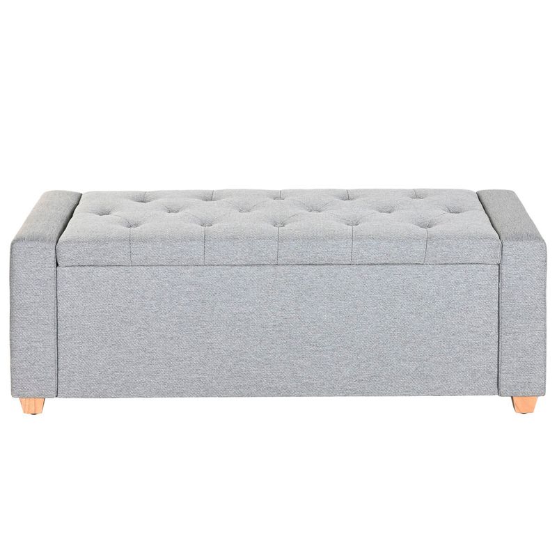 KALINDRA | BB. Hocker Home ESPRIT Hellgrau Polyester Holz 120 X 50 X 42 CM