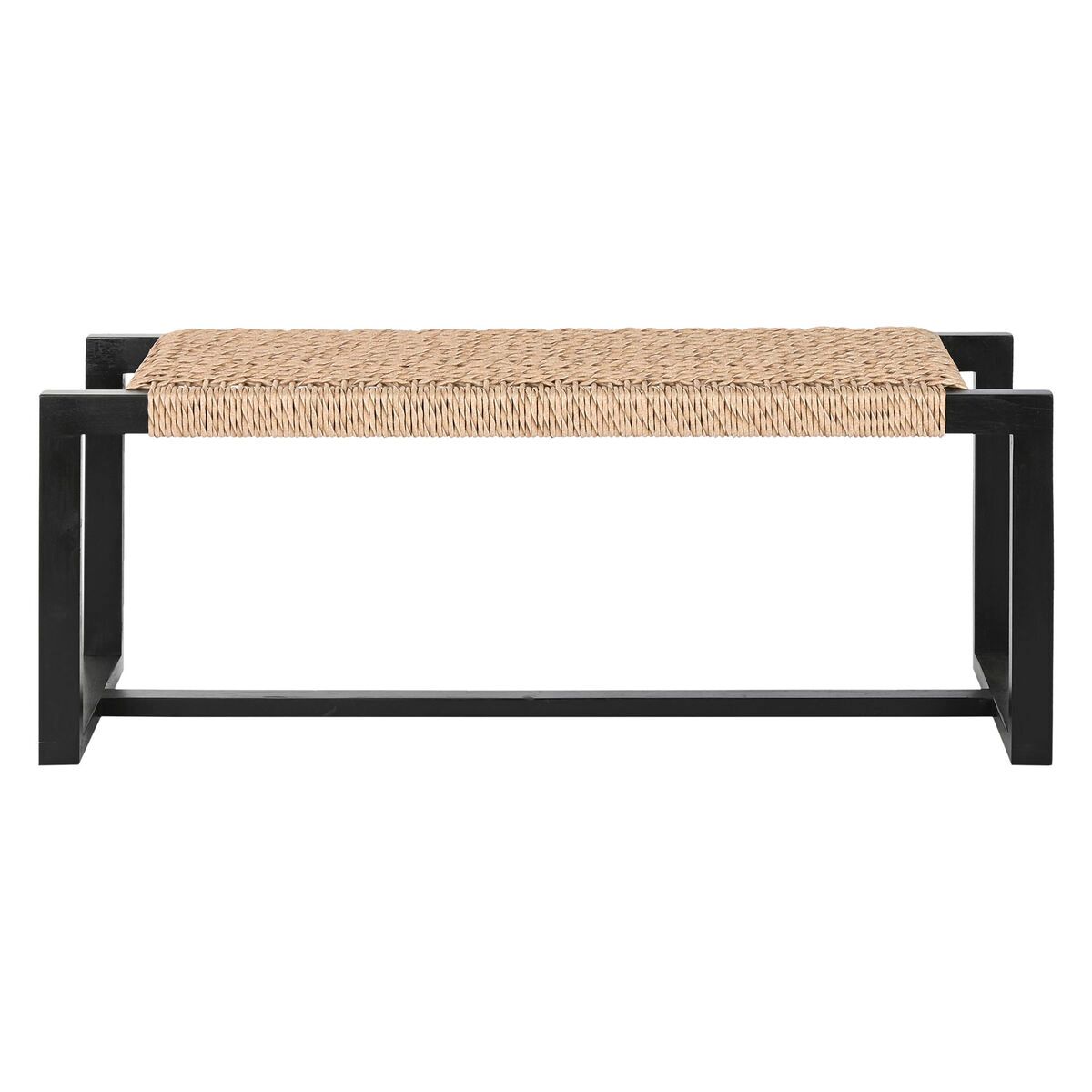 KALINDRA | BB. Bench Home ESPRIT Black Synthetic fibre Fibre Teak 120 x 40 x 45 cm