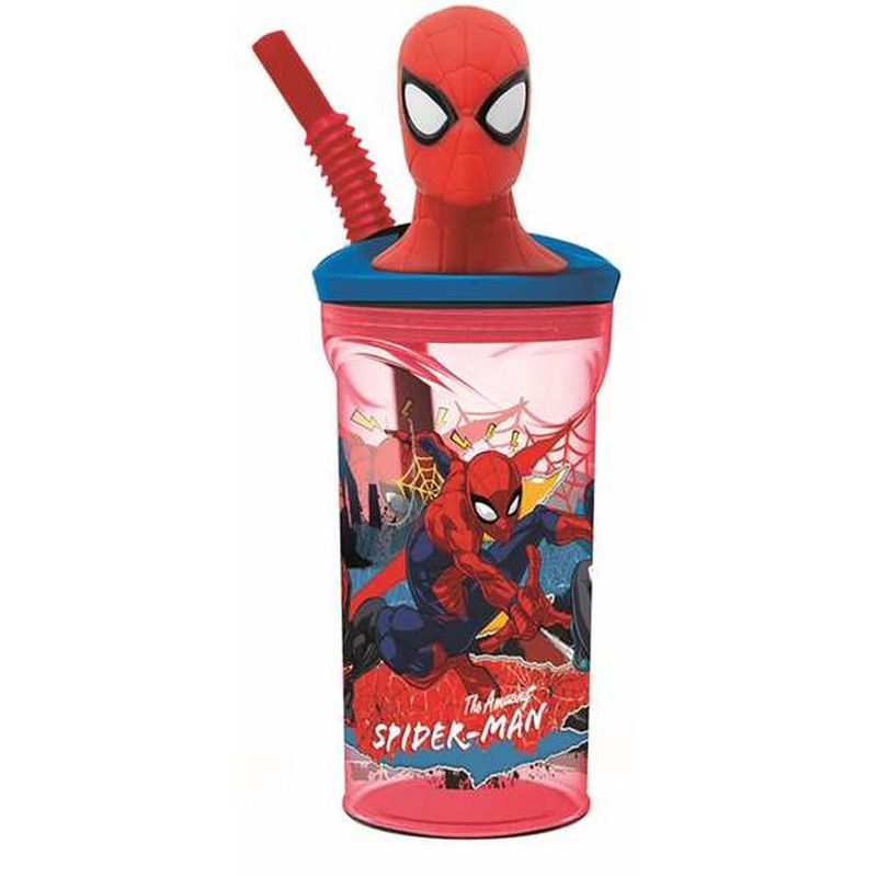 KALINDRA | BB. Vaso con Pajita Spider-Man Moving Target 360 ml 3D