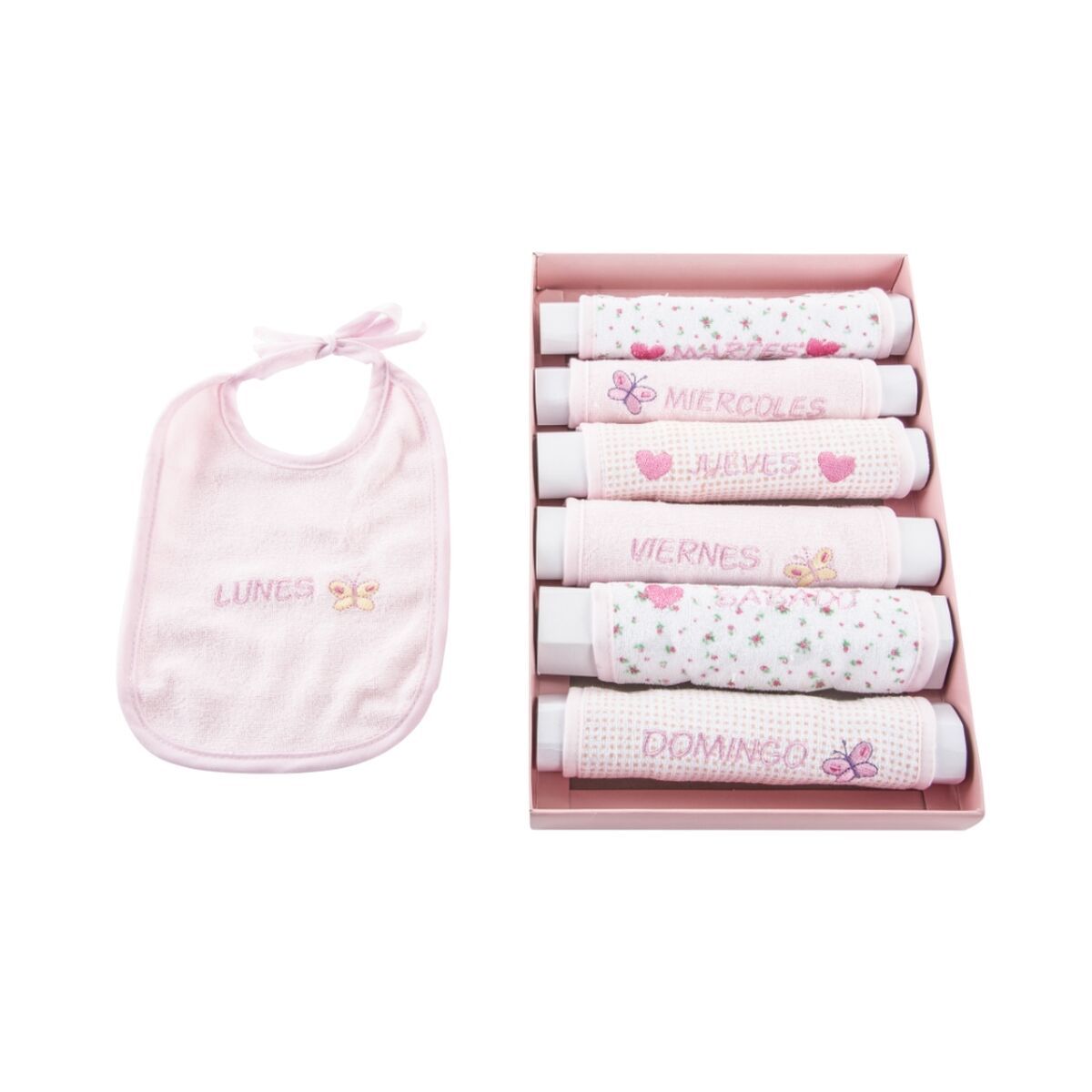 KALINDRA | BB. Bib Set Home ESPRIT Blue Pink Cotton 19 x 29 x 3 cm (4 Units)