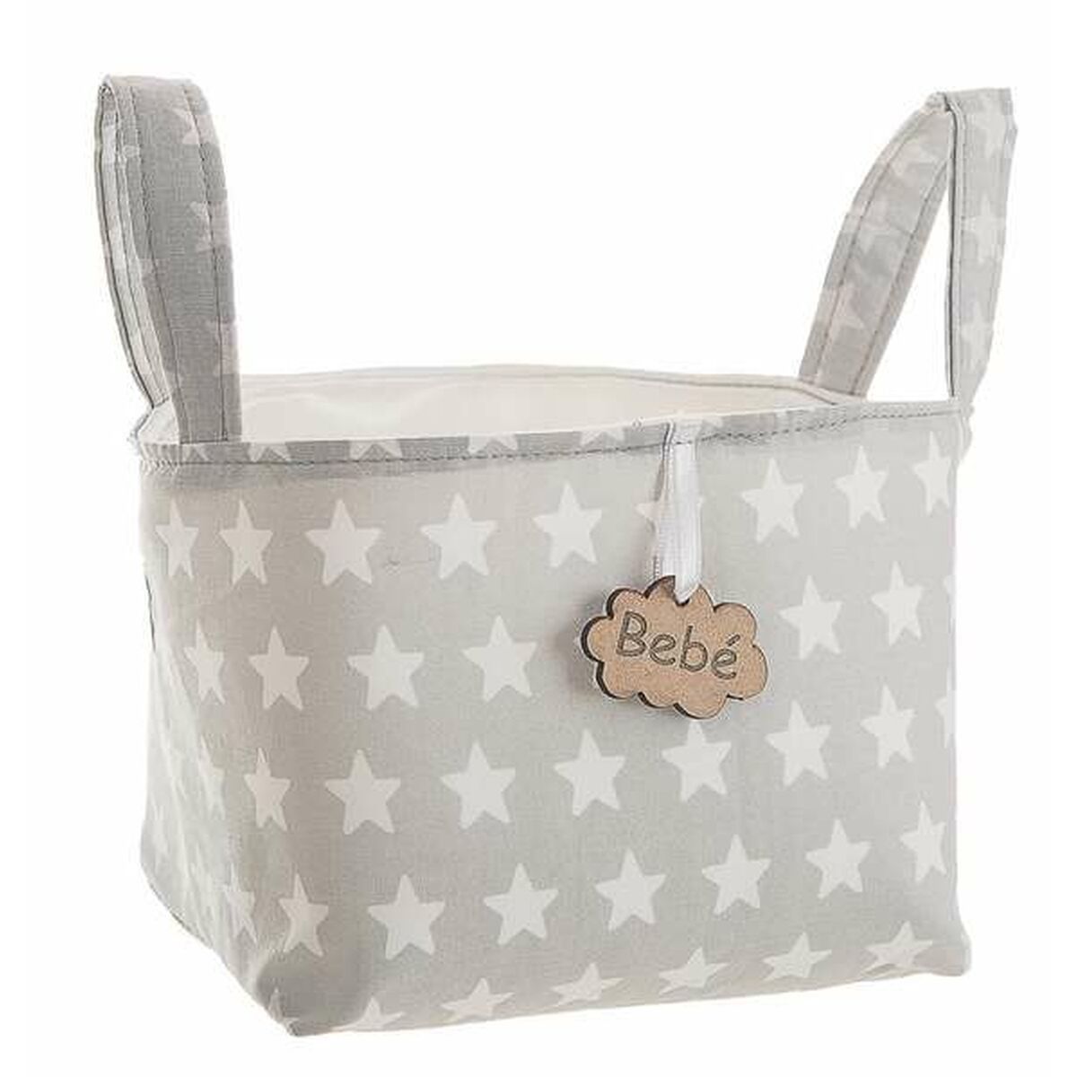 KALINDRA | BB. Basket Grey Stars With handles 17 x 13,5 x 20 cm
