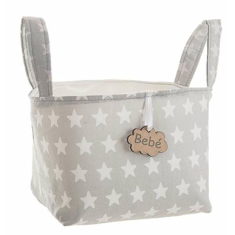 KALINDRA | BB. Basket Grey Stars With handles 17 x 13,5 x 20 cm