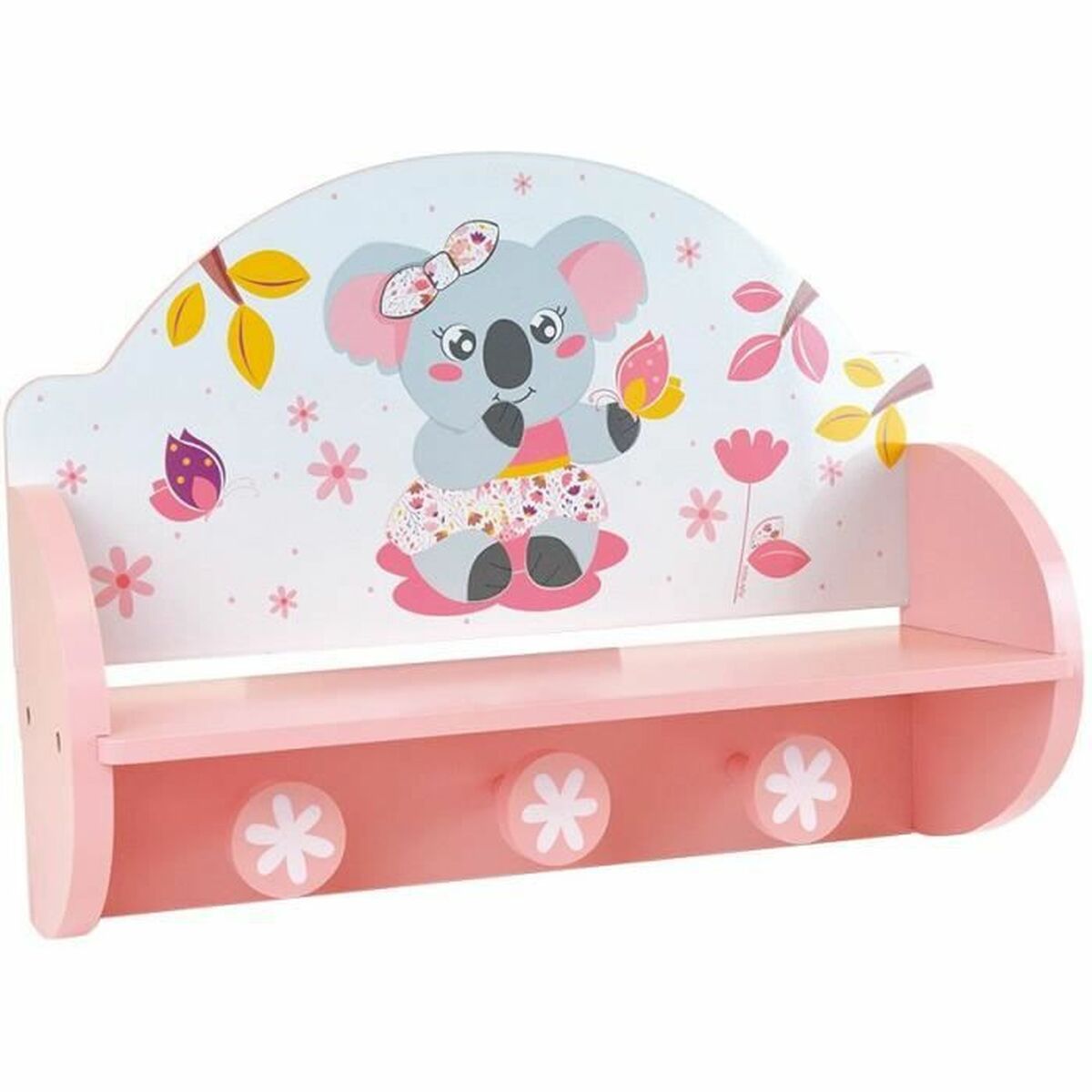 KALINDRA | BB. Wall mounted coat hanger Fun House Pink MDF Wood (33 x 46 x 15 cm)