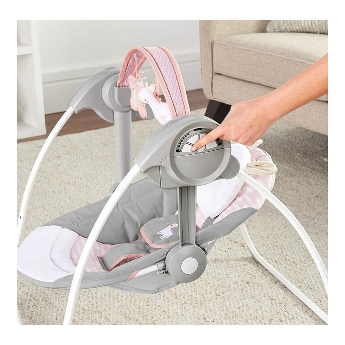 KALINDRA | BB. Rocking Chair Ingenuity Compact Swing - Flora Light Pink