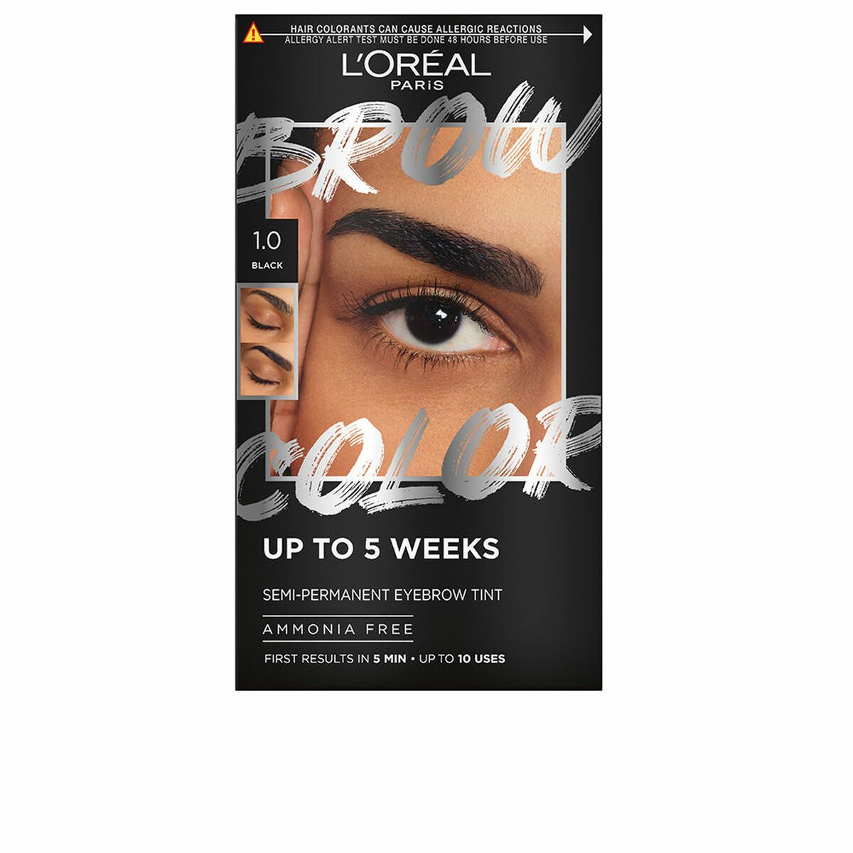 KALINDRA | BB. Eyebrow Tint L'Oreal Make Up BROW COLOR Nº 1.0 Black Nº 1.0-Black Semi-permanent 4 Pieces
