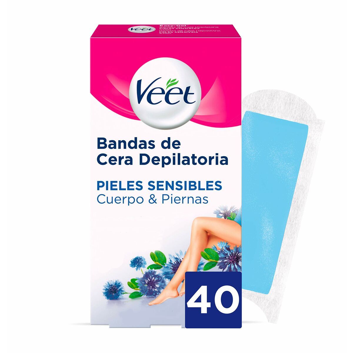 KALINDRA | BB. Body Hair Removal Strips Veet Bandas De Cera Pure Sensitive skin Legs (40 Units)