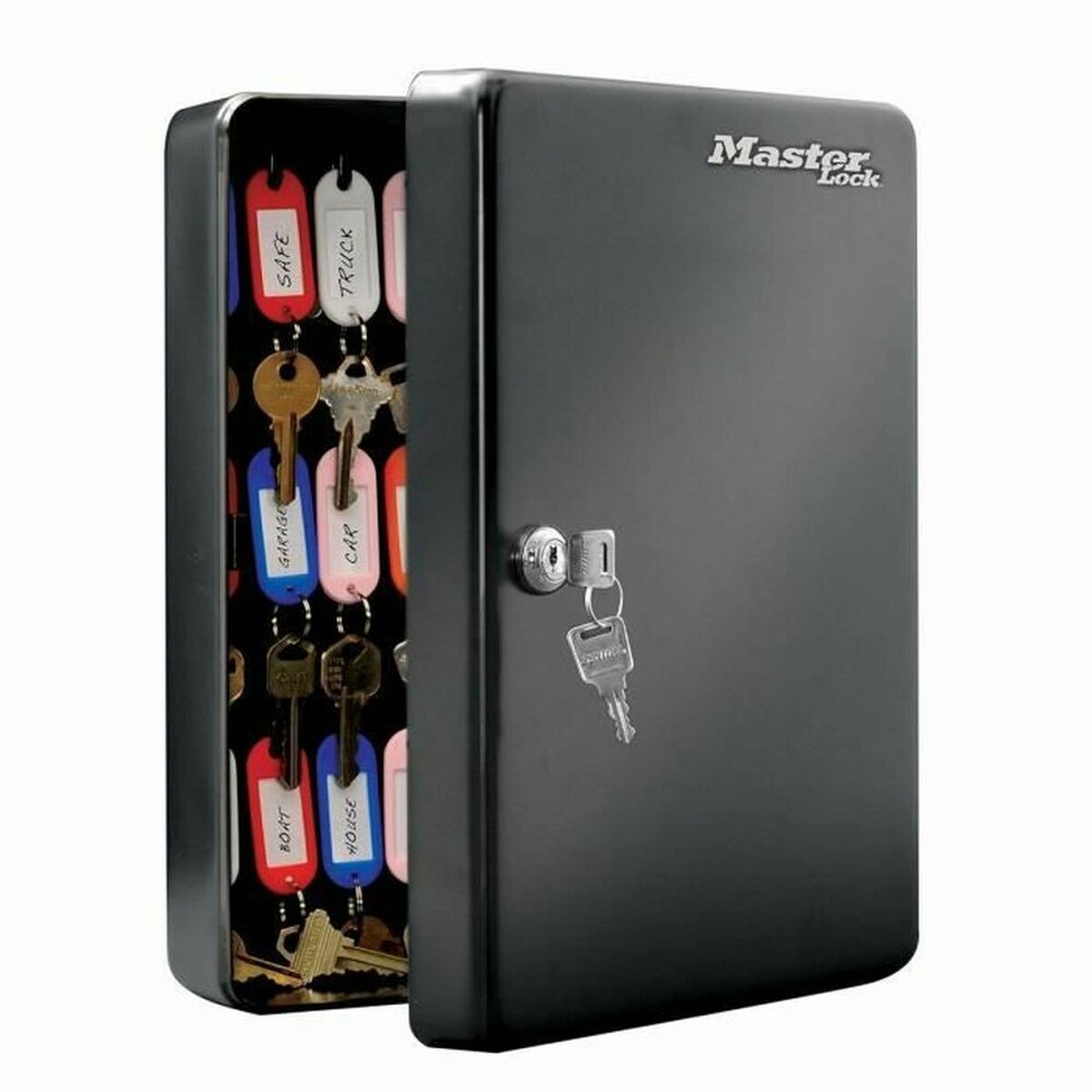 KALINDRA | BB. Key cupboard Master Lock ‎9,8 x 23,9 x 30 cm 50 Keys Black Steel