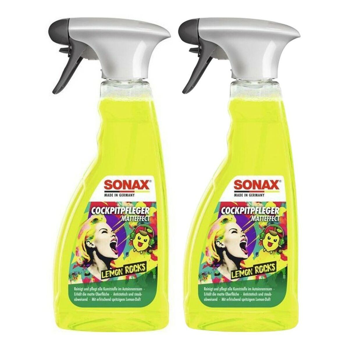 KALINDRA | BB. Dashboard Cleaner Sonax LEMON ROCKS Lemon Fresh 500 ml Matte finish (2 Units)