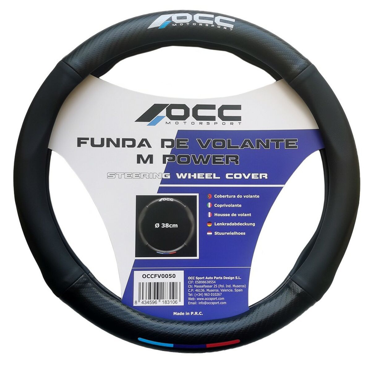 KALINDRA | BB. Steering Wheel Cover OCC Motorsport OCCFV0050 Black 38 cm