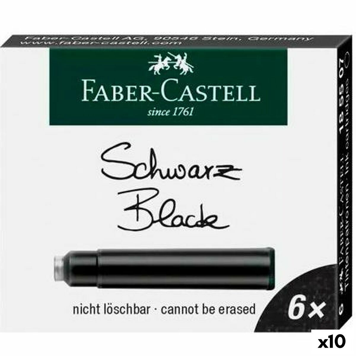 KALINDRA | BB. Pen ink refill Faber-Castell Black 6 Pieces (10 Units)