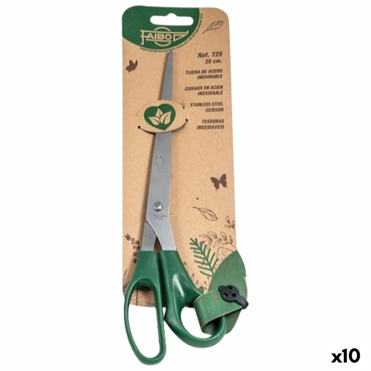KALINDRA | BB. Scissors Faibo Green Stainless steel Plastic 25 cm (10 Units)