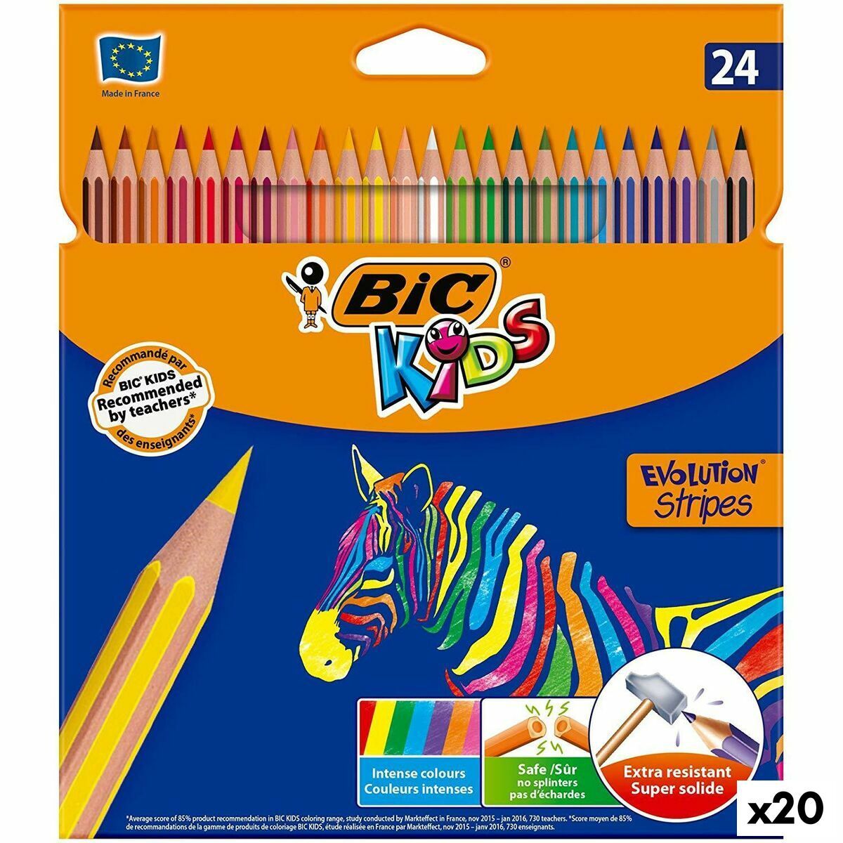 KALINDRA | BB. Colouring pencils Bic KIDS EVOLUTION STRIPES Multicolour 24 Pieces (20 Units)