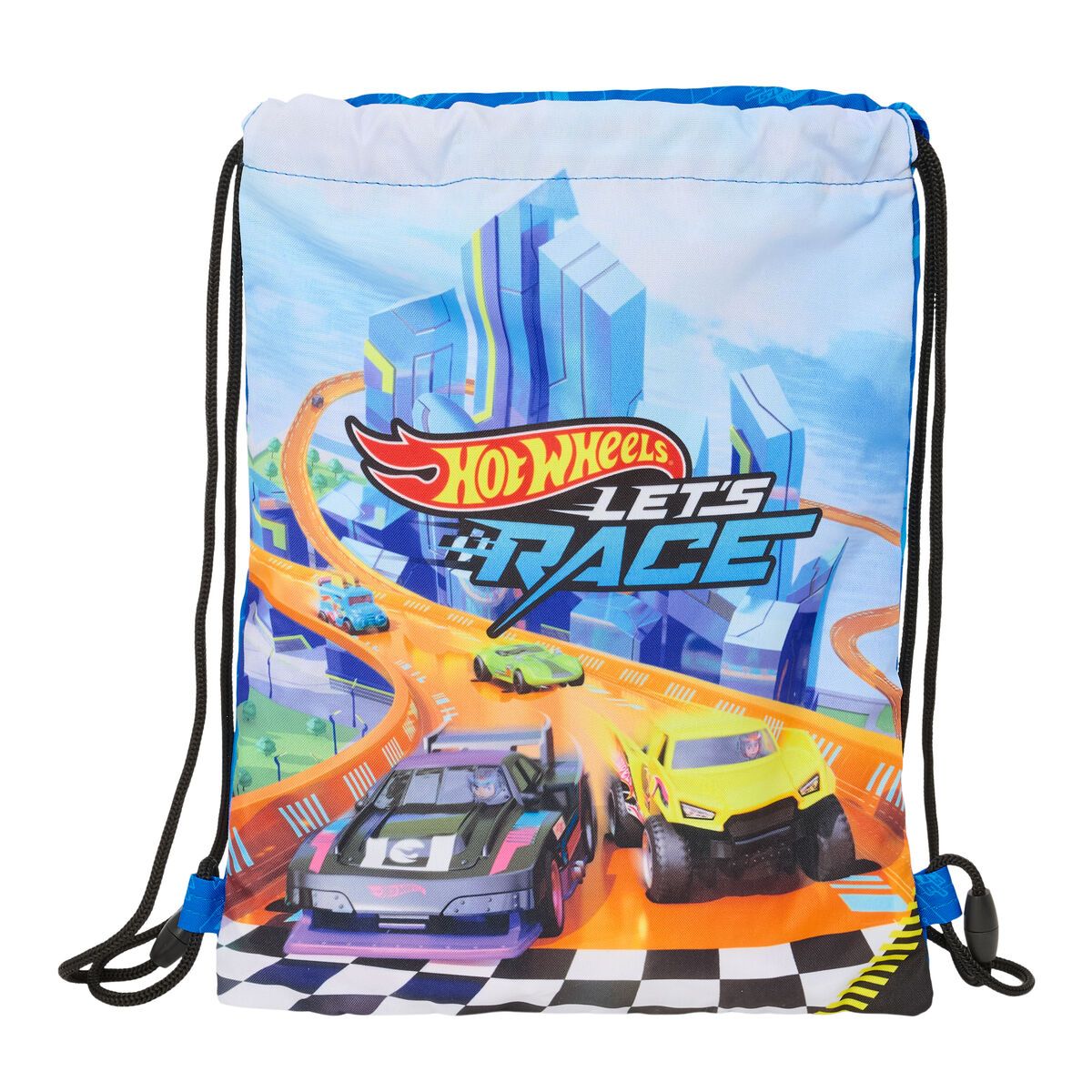KALINDRA | BB. Backpack with Strings Hot Wheels Let's race Blue Black 26 x 34 x 1 cm