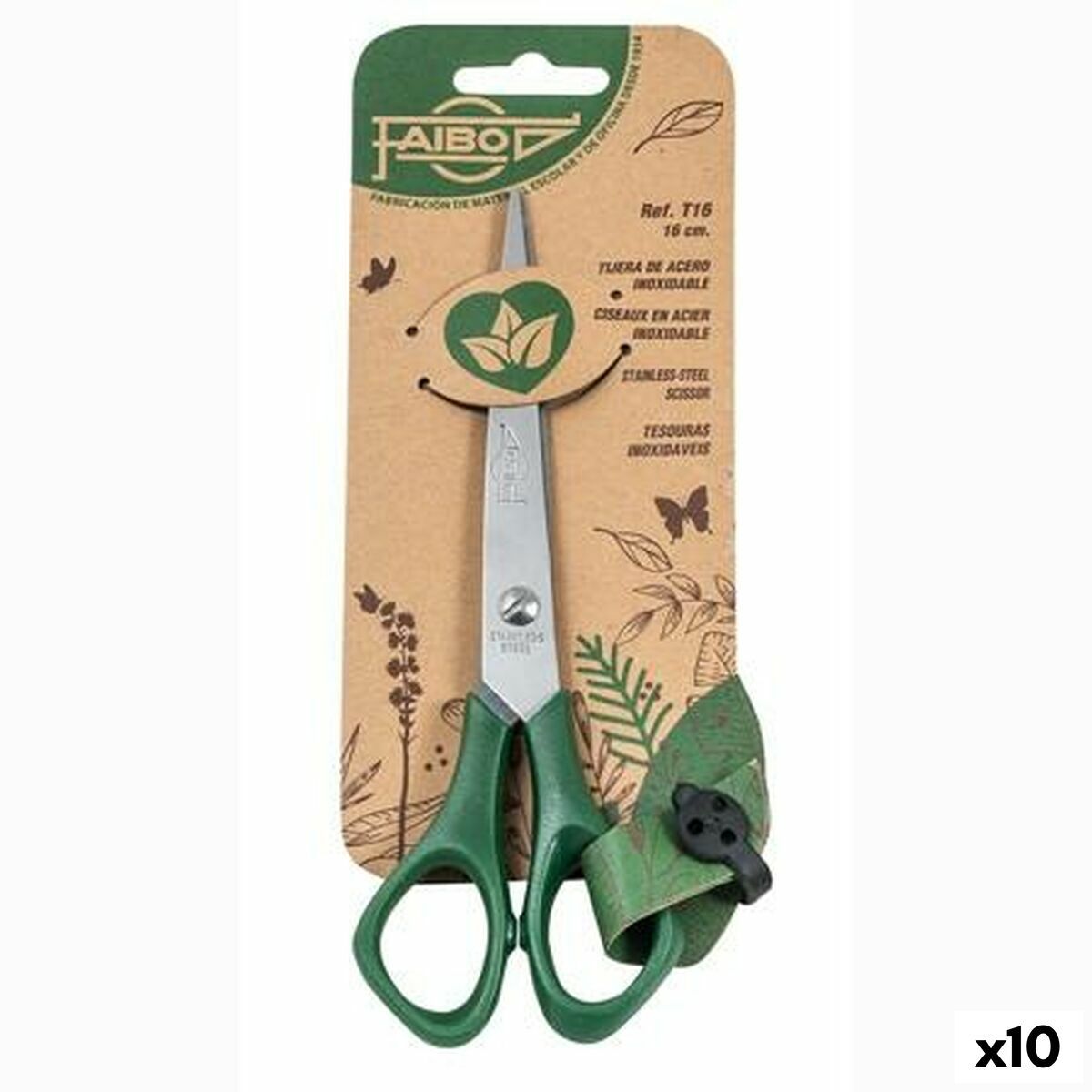 KALINDRA | BB. Scissors Faibo Green Stainless steel 16 cm Plastic (10 Units)