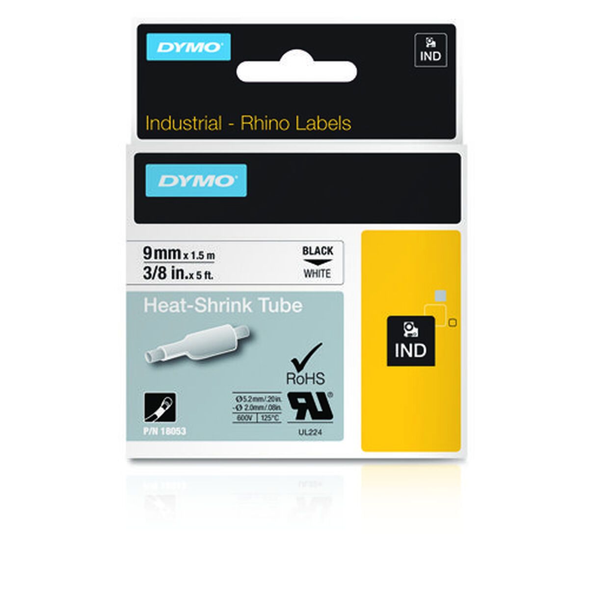 KALINDRA | BB. Laminated Tape for Labelling Machines Dymo 18053 White/Black Black/White 9 mm