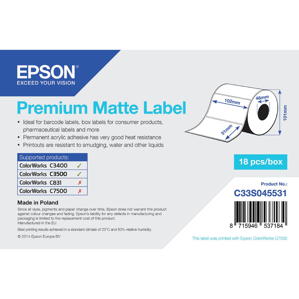 KALINDRA | BB. Printer Labels Epson C33S045531
