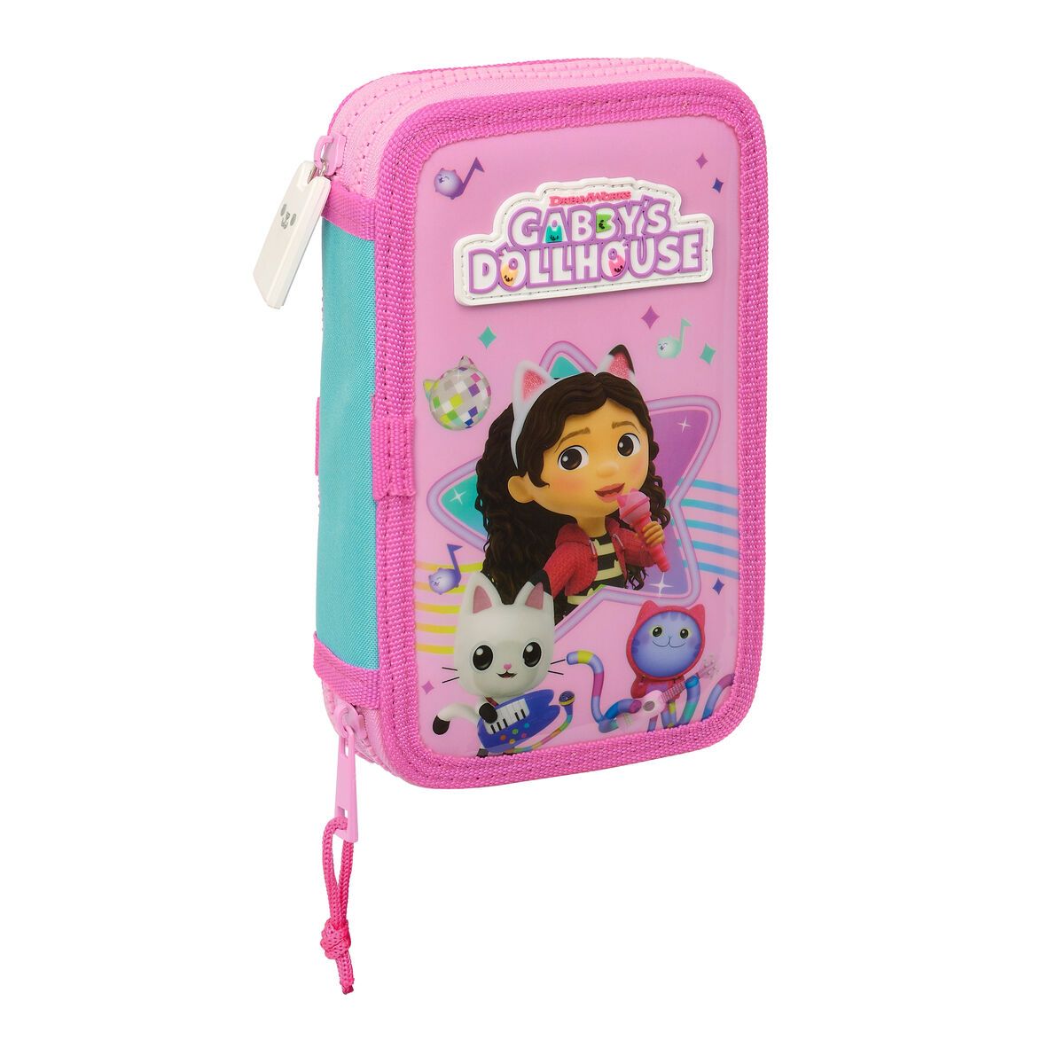 KALINDRA | BB. Double Pencil Case Gabby's Dollhouse Party Pink 12.5 x 19.5 x 4 cm 28 Pieces