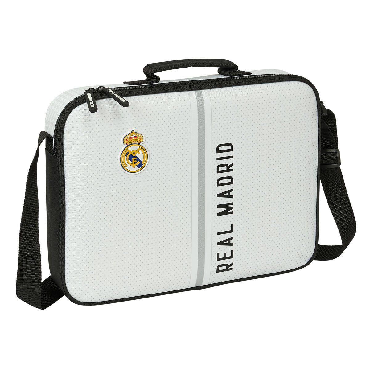 KALINDRA | BB. Cartera Escolar Real Madrid C.F. Blanco Gris 38 x 28 x 6 cm