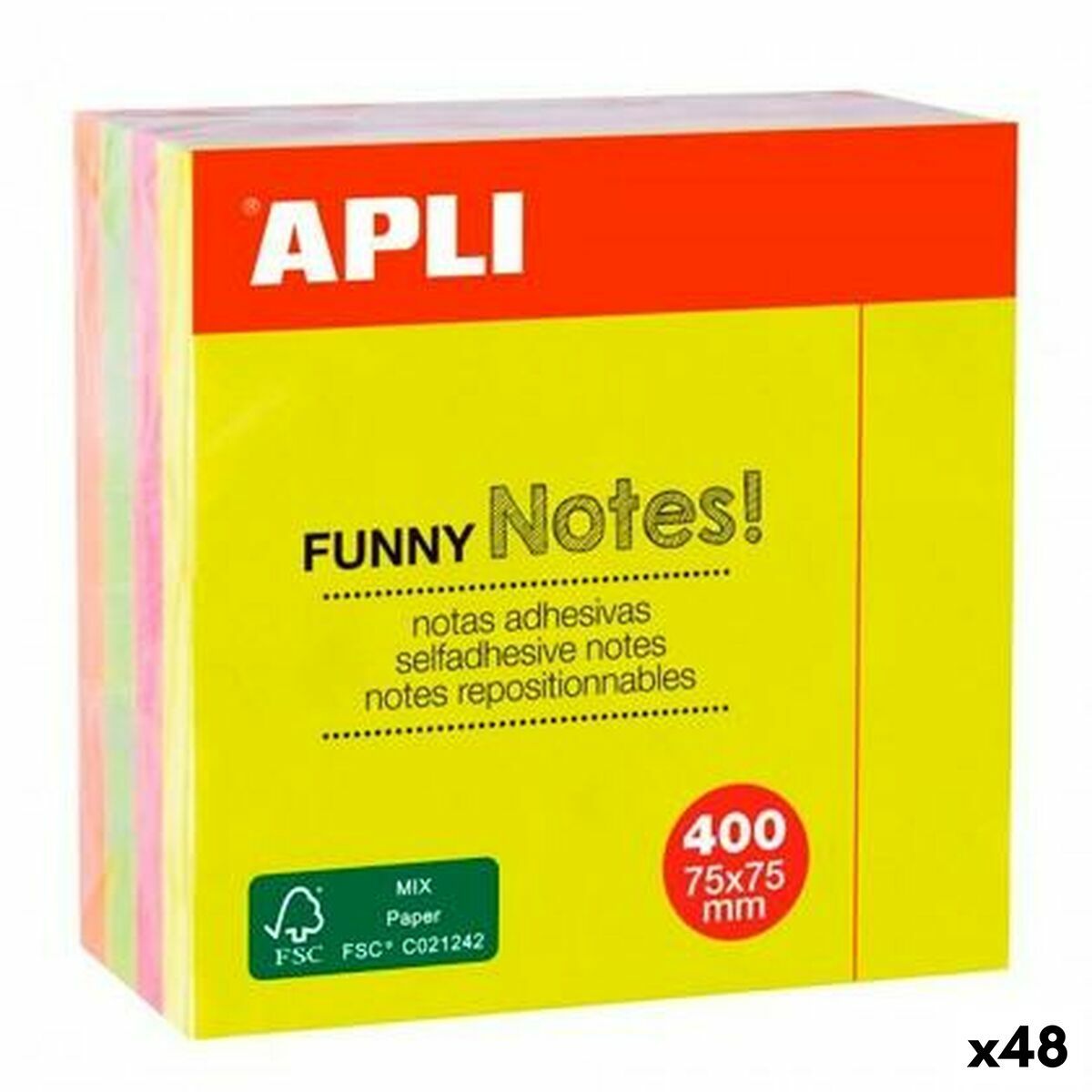 KALINDRA | BB. Sticky Notes Apli Funny Multicolour 75 x 75 mm (48 Units)