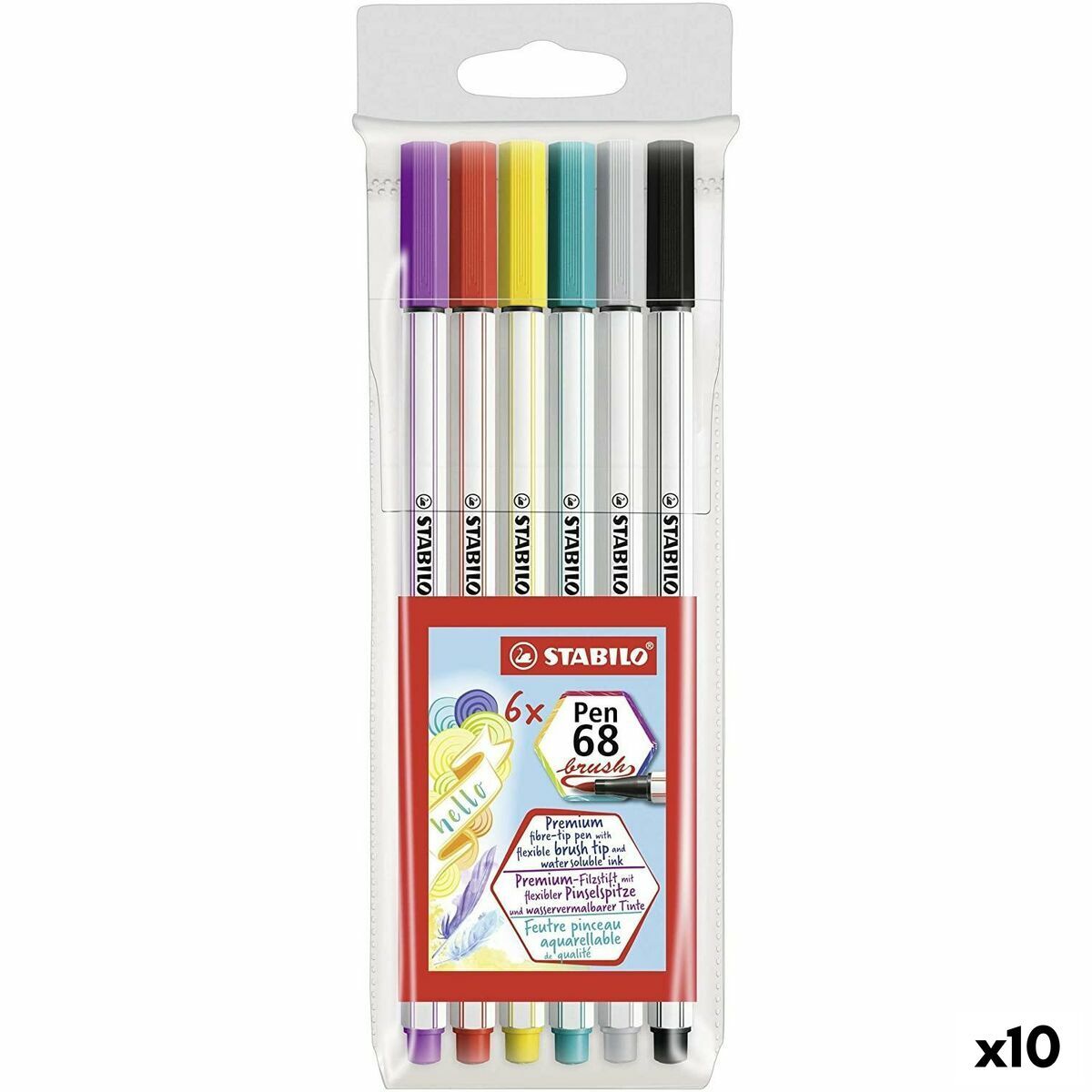 KALINDRA | BB. Set of Felt Tip Pens Stabilo Pen 68 Brush Multicolour (10 Units)