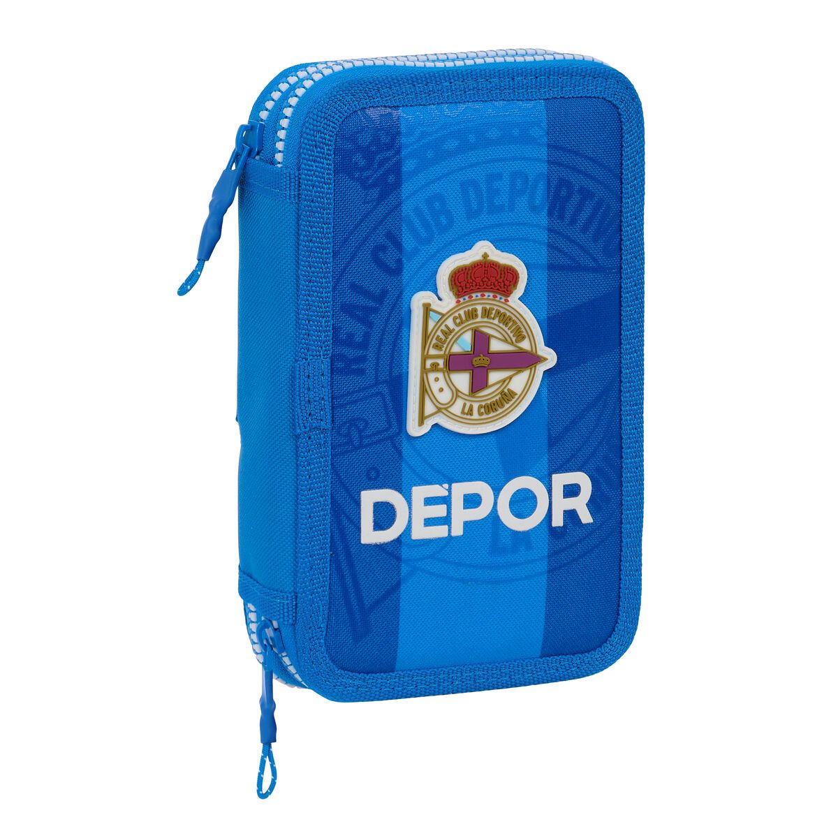 KALINDRA | BB. Double Pencil Case R. C. Deportivo de La Coruña Blue 12.5 x 19.5 x 4 cm (28 Pieces)