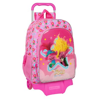 KALINDRA | BB. Mochila Escolar con Ruedas Trolls Rosa 33 x 42 x 14 cm