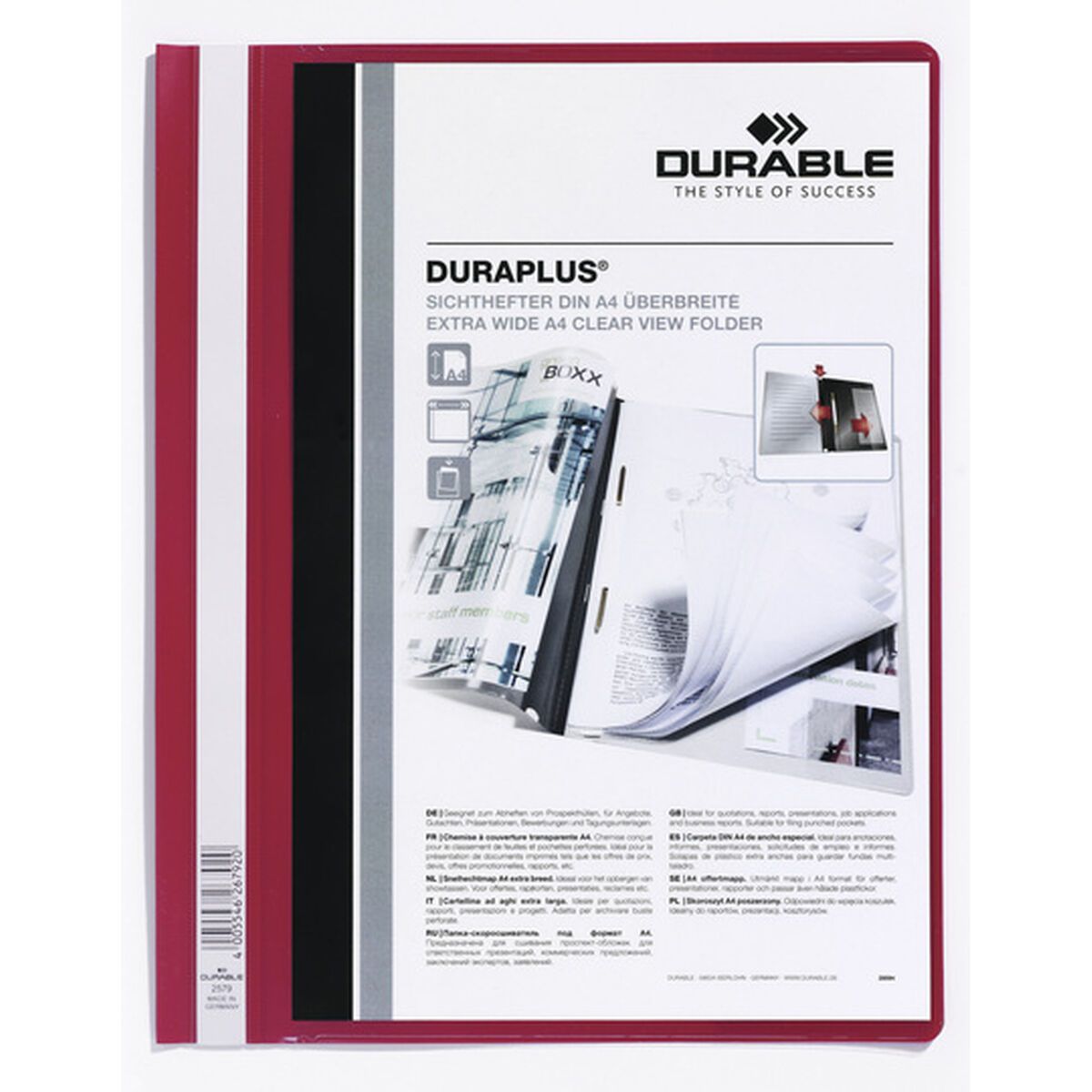 KALINDRA | BB. Document Holder Durable DURAPLUS Red Transparent A4 25 Pieces