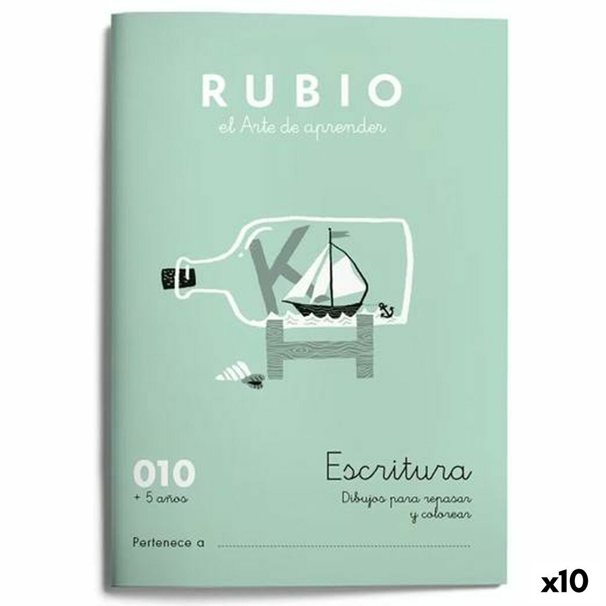 KALINDRA | BB. Writing and calligraphy notebook Rubio Nº10 A5 Spanish 20 Sheets (10 Units)