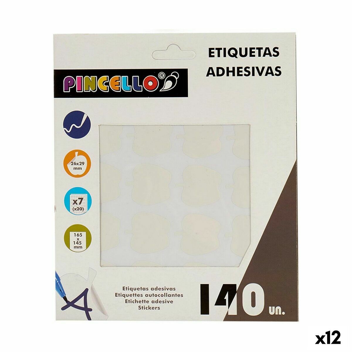 KALINDRA | BB. Adhesive labels Pincello White 17 x 4 x 19 cm 22 x 49 mm Apple (12 Units)