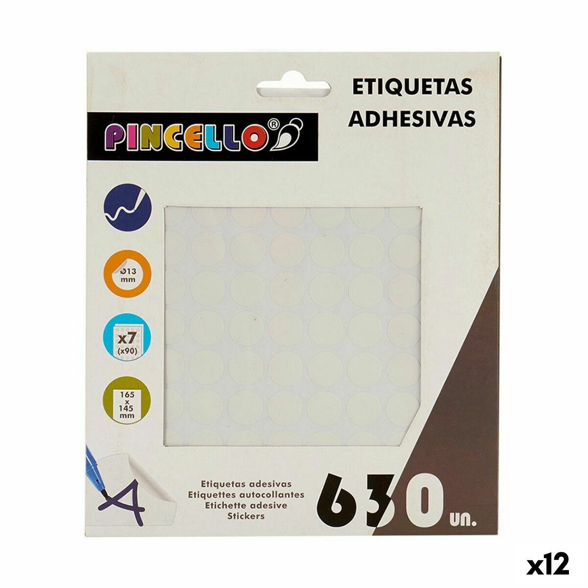 KALINDRA | BB. Adhesive labels Pincello White Ø 13 mm 17 x 4 x 19 cm (12 Units)