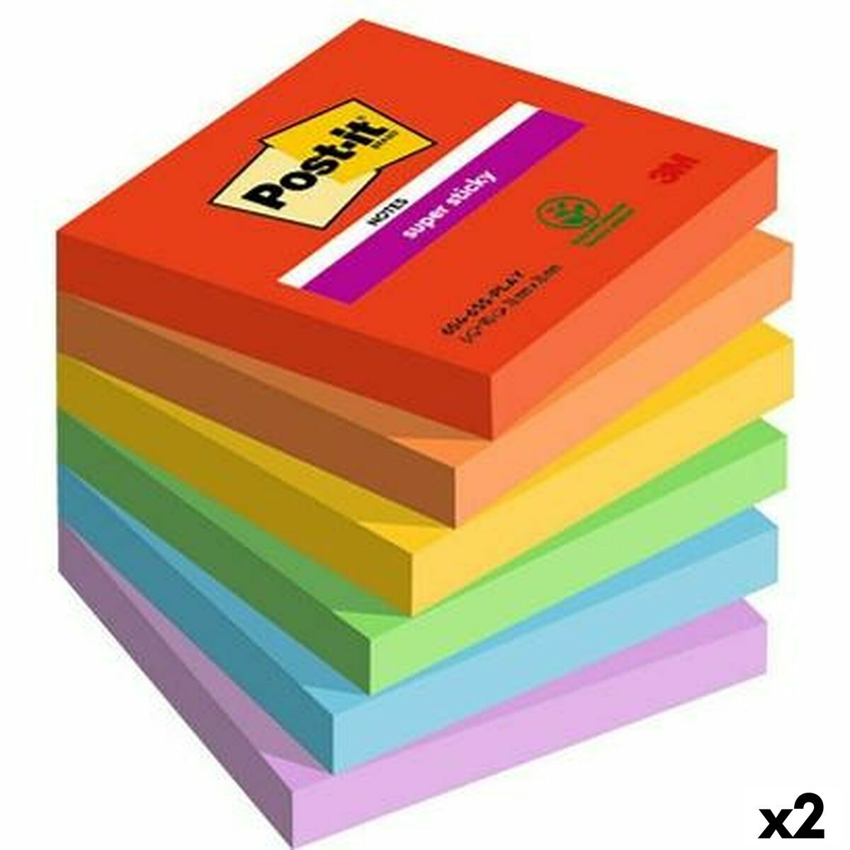 KALINDRA | BB. Sticky Notes Post-it Super Sticky Multicolour 6 Pieces 76 x 76 mm (2 Units)