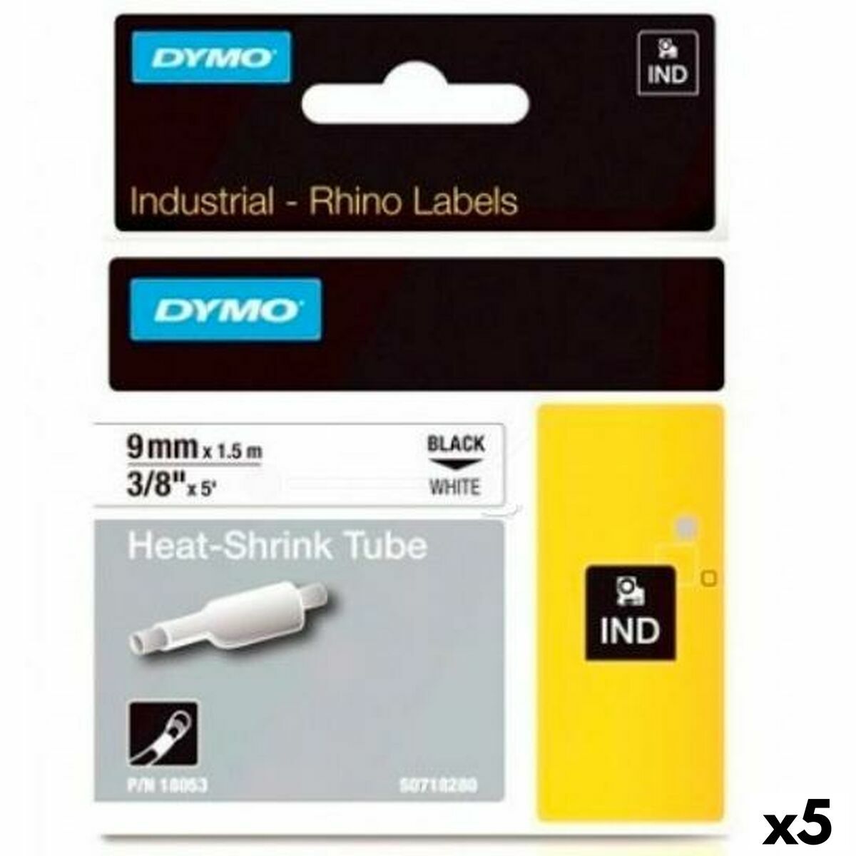 KALINDRA | BB. Laminated Tape for Labelling Machines Dymo Rhino ID1-9 1,5 m 9 mm (5 Units)