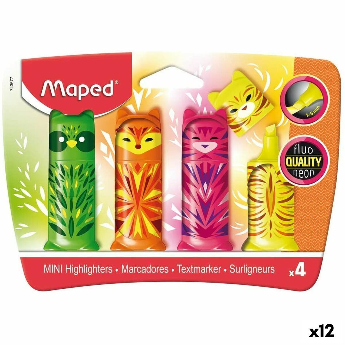 KALINDRA | BB. Fluorescent Marker Set Maped Multicolour 4 Pieces (12 Units)