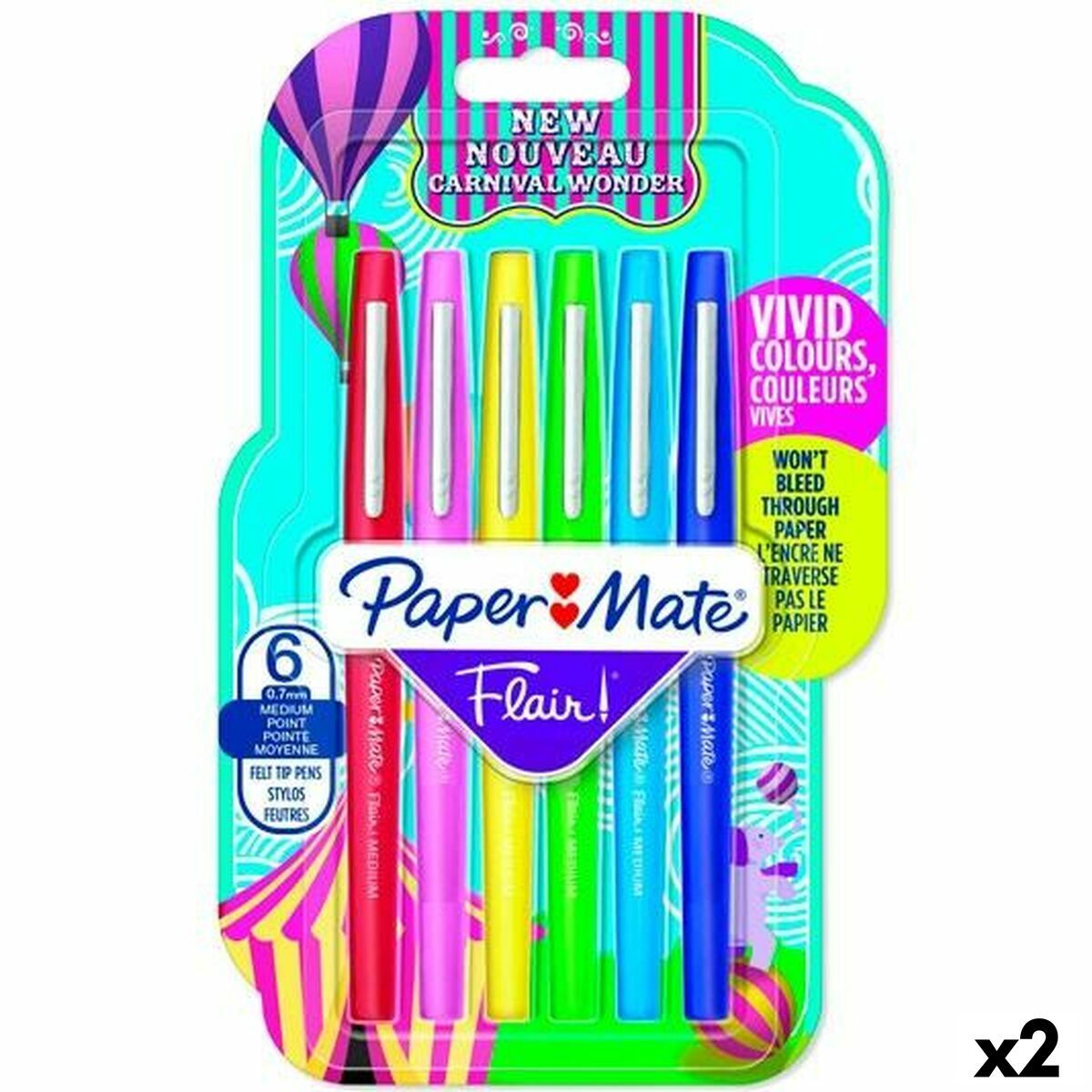 KALINDRA | BB. Set of Felt Tip Pens Paper Mate Flair Multicolour 6 Pieces (2 Units)