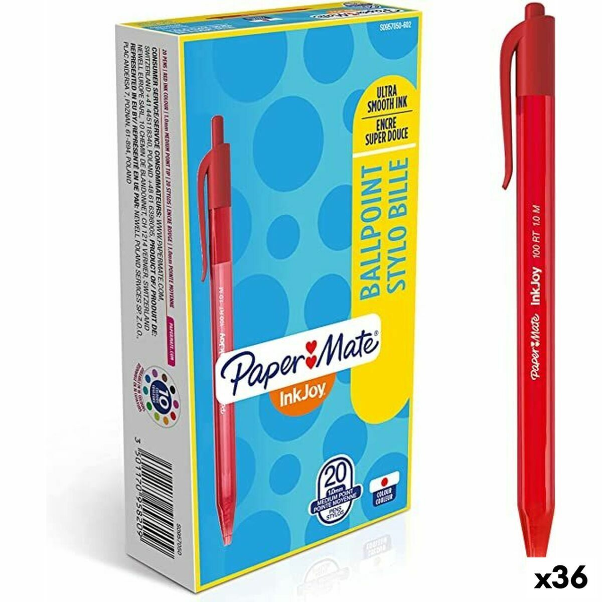 KALINDRA | BB. Pen Paper Mate Inkjoy 20 Pieces Red 1 mm (36 Units)