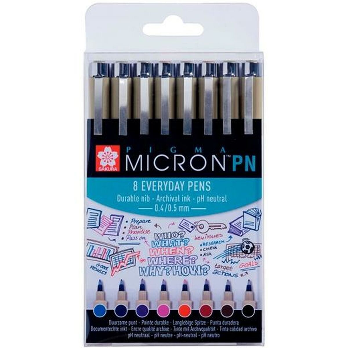 KALINDRA | BB. Set of Felt Tip Pens Talens Sakura Pigma Micron PN 8 Pieces Multicolour