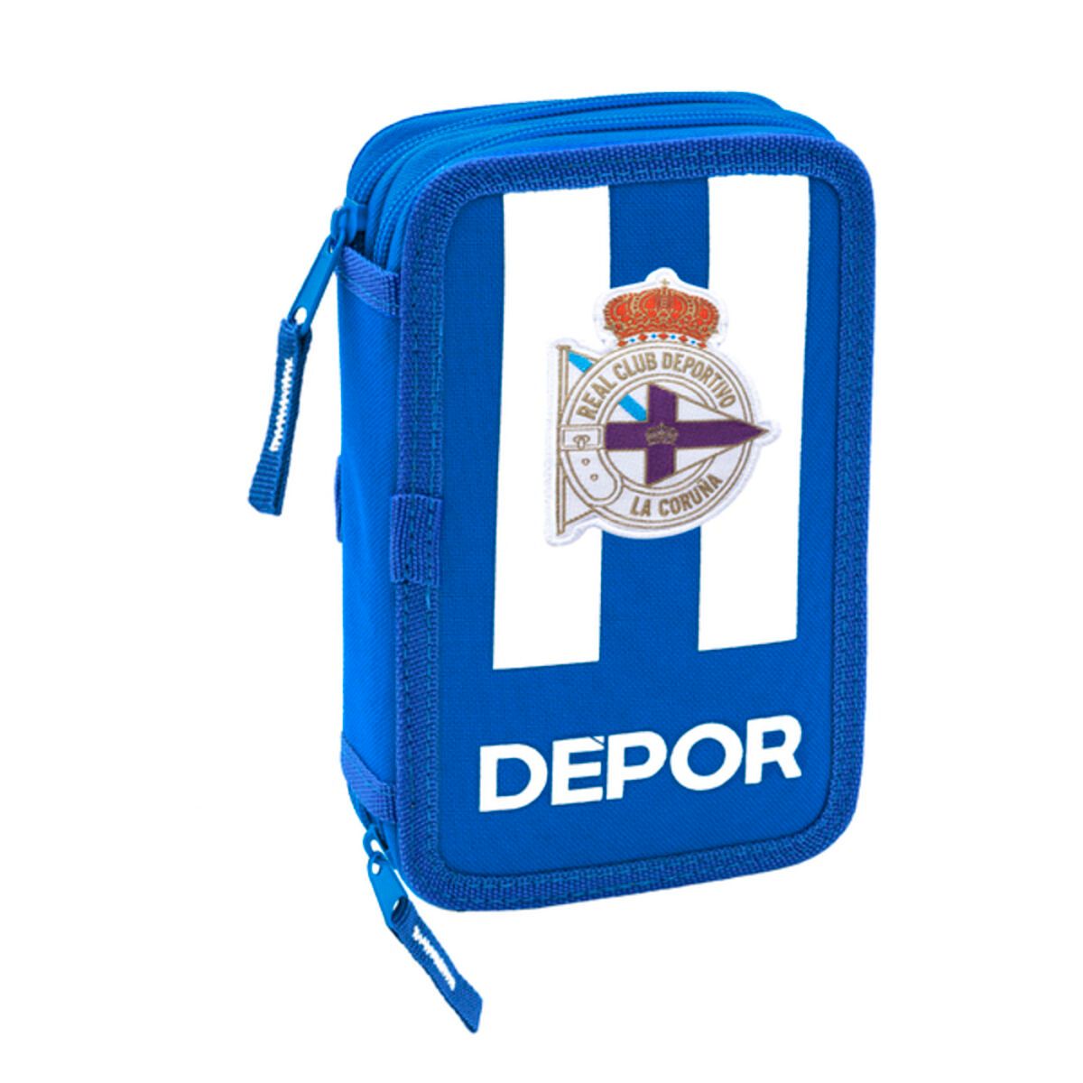 KALINDRA | BB. Double Pencil Case R. C. Deportivo de La Coruña Blue White 12.5 x 19.5 x 4 cm