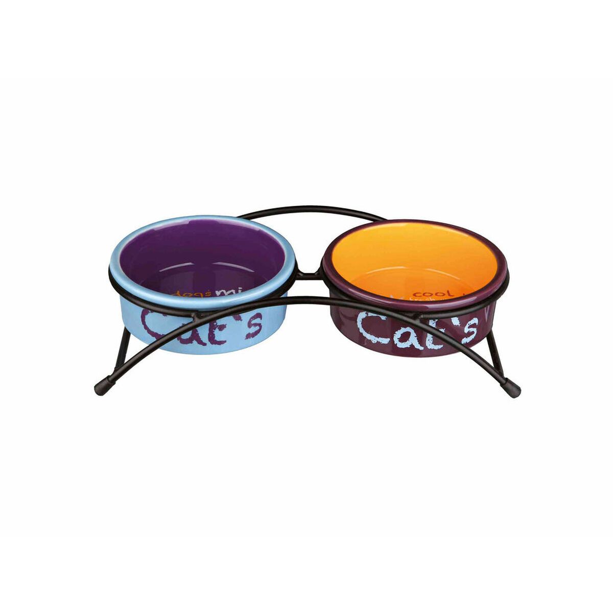 KALINDRA | BB. Cat Feeder Trixie Eat on Feet Orange Light Blue Lilac Ceramic Iron Ø 12 cm (2 Units)