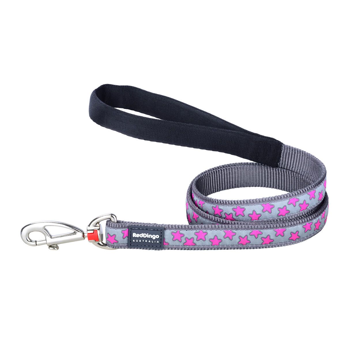 KALINDRA | BB. Dog Lead Red Dingo STYLE HOT PINK ON COOL GREY 15mm x 120 cm